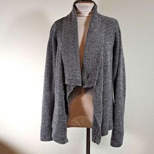 Charter Club Women’s Sweater Cardigan Size L Waterfall Gray Heather Metallic